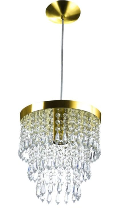 Lustre Pendente De Cristal Acrílico Manucrillic Dourado