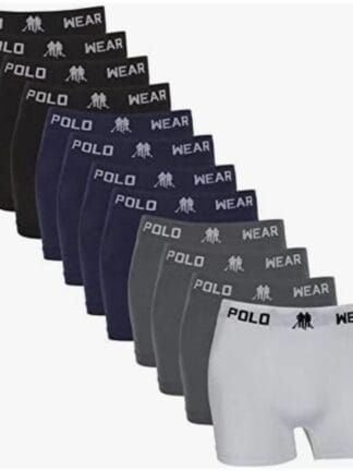 Kit Cueca Boxer Polo Wear 12 Peças Lisas