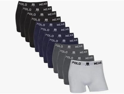 Kit Cueca Boxer Polo Wear 12 Peças Lisas