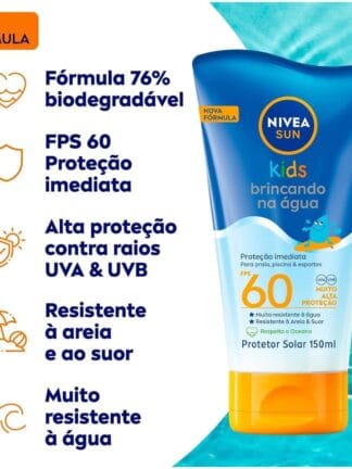 NIVEA SUN Protetor Solar Kids Brincando na Água FPS 60 150ml