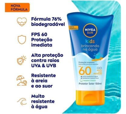 NIVEA SUN Protetor Solar Kids Brincando na Água FPS 60 150ml