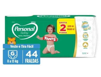 Personal Fralda Baby Total Protect Pants Grande, 44 Unidades