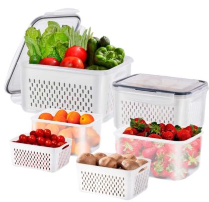 Kit 3 Organizadores Geladeira 5.9 Litros Alimentos Vegetais