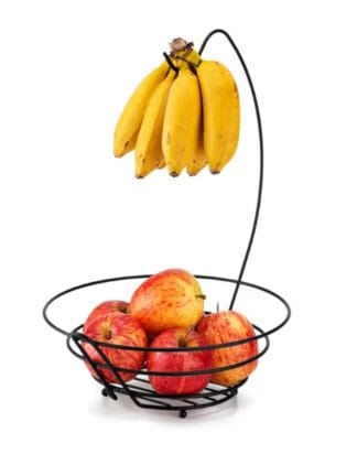 Fruteira Aramada Redonda Com Suporte Para Banana Arthi Black