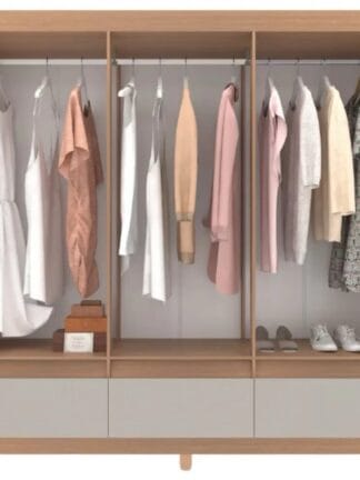 Guarda-Roupa Bartira Ilhéus com Cabideiro 6 Portas e 3 Gavetas