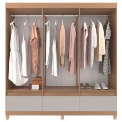 Guarda-Roupa Bartira Ilhéus com Cabideiro 6 Portas e 3 Gavetas