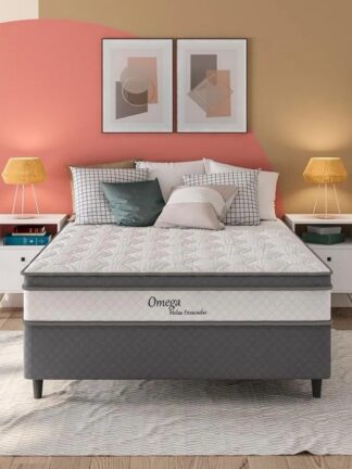 Cama Box Casal Herval Ômega Pillow Top e Molas Ensacadas