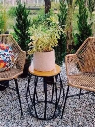 2 Cadeira Tropicália Fibra Sintética + Seat Garden Preto