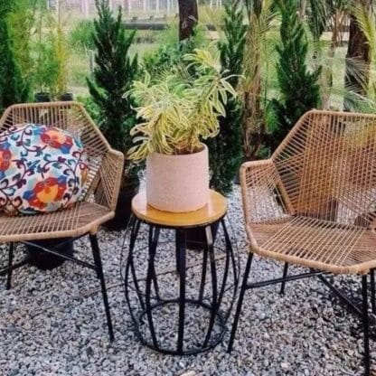 2 Cadeira Tropicália Fibra Sintética + Seat Garden Preto