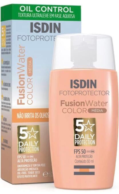 ISDIN Protetor Solar Facial Fusion Water 5 Stars Color Fps 50 50Ml – Cor Média