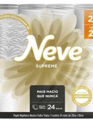 Neve Papel Higiênico Supreme Folha Tripla, 20m, Leve 24 Pague 21 Rolos