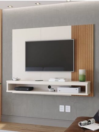 Painel Estante para Tv Cissa Smart 43 42 50 Polegadas Nicho Sala Quarto (Off White)