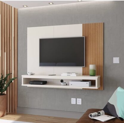 Painel Estante para Tv Cissa Smart 43 42 50 Polegadas Nicho Sala Quarto (Off White)