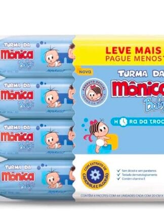 Kit Toalha Umedecida Hora Da Troca Turma Da Mônica 176 unidades