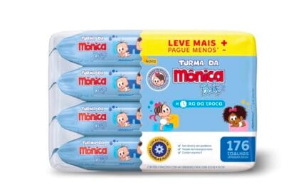Kit Toalha Umedecida Hora Da Troca Turma Da Mônica 176 unidades