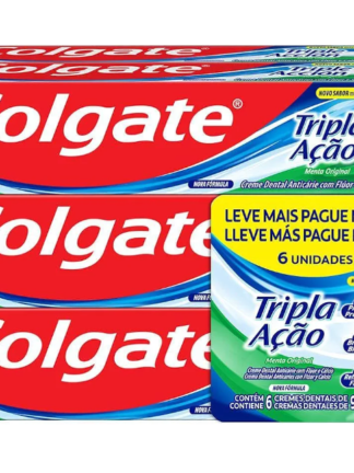 Colgate Creme Dental Tripla Ação Menta 90G Pacote Com 6 Unidades