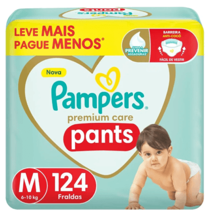 Pampers Pants Premium Care Fralda Fácil de Vestir M 124 Unidades