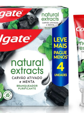 Creme Dental Colgate Natural Extracts Carvão Ativado e menta 4 unid 90g