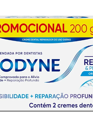 Sensodyne Creme Dental Repair e Protect com Flúor, Reparação Profunda, Alívio da Sensibilidade, 2 unidades, 100g cada