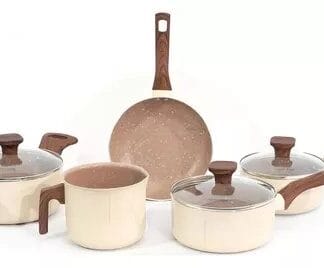 Jogo De Panelas Cook Crema Fundo Triplo Indução 5 Peças Cor Bege