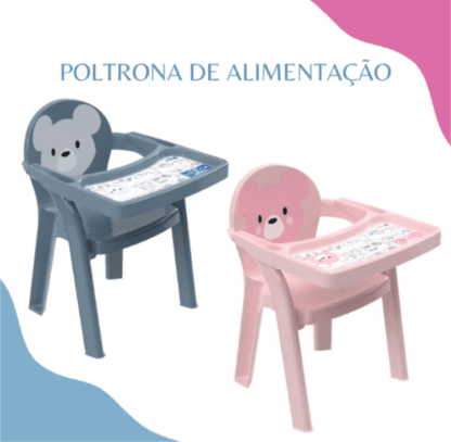 Cadeirinha De Alimentação Com Prato e Copo Infantil Portátil Para Bebê e Assento Com Som