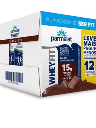 Parmalat WheyFit Pack Bebida Láctea Chocolate 15g de Proteína 250 Ml - 12 Unidades