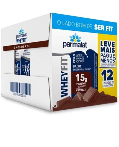 Parmalat WheyFit Pack Bebida Láctea Chocolate 15g de Proteína 250 Ml - 12 Unidades