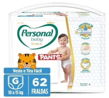 Personal Fralda Baby Premium Pants G, 62 Unidades