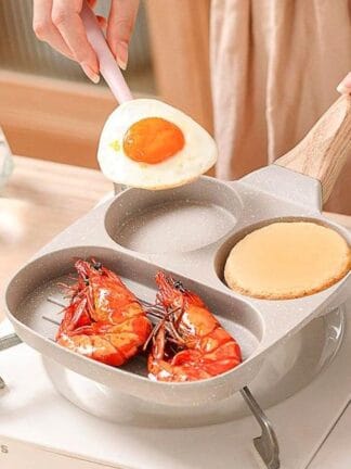 Fritadeira De Cerâmica Antiaderente 3 Em 1 Ovo Panqueca Hambúrguer Bacon