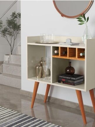 Aparador Buffet Industrial Escritório Hall de Entrada RUBI - Quality Móveis (OffWhite-Nature)