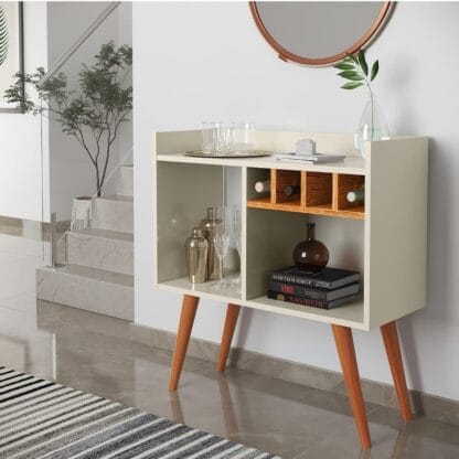 Aparador Buffet Industrial Escritório Hall de Entrada RUBI - Quality Móveis (OffWhite-Nature)