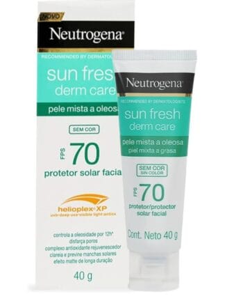 Protetor Solar Facial Para Pele Oleosa Neutrogena Sun Fresh Derm Care sem cor FPS 70, 40g