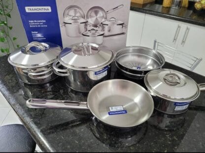 Jogo de Panelas com Fundo Triplo 5 Peças Tramontina Inox