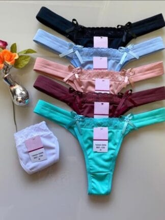 kit 5 calcinha com renda fio dental