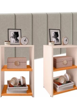 Conjunto Quarto 2 Mesa Cabeceira Retrô Painel Cabeceira Cama Casal Box 1,40