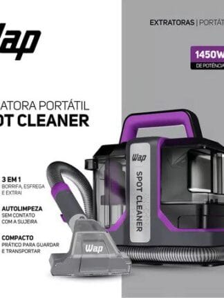 Extratora de Sujeira Portátil Wap Spot Cleaner W3 Borrifa Esfrega e Extrai 1450w Cinza e Roxo 220v