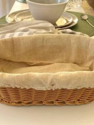 Cesta oval de Rattan Plástico com forro em tecido 27x20x8 cm Lyor