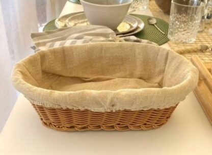 Cesta oval de Rattan Plástico com forro em tecido 27x20x8 cm Lyor