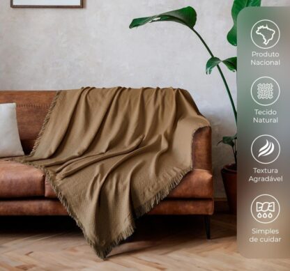 Decolab Manta Sofá Básica Algodão Decorativa Cobertor de Malha Super Macio Decoração Sala e Cama Manta de Verão Leve e Respirável(Marrom-
caramelo)