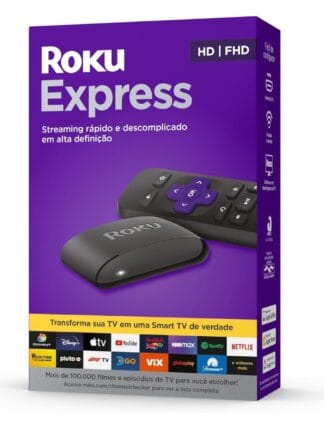 Roku Express Dispositivo de streaming para TV HD/Full HD compatível com Alexa, Siri e Google.Inclui Cabo HDMI Premium