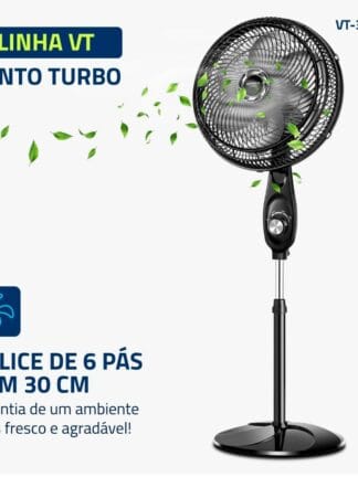 Ventilador de Coluna 30cm Turbo, Mondial, Preto/Prata, 50W, 110V - VT-30C-NB