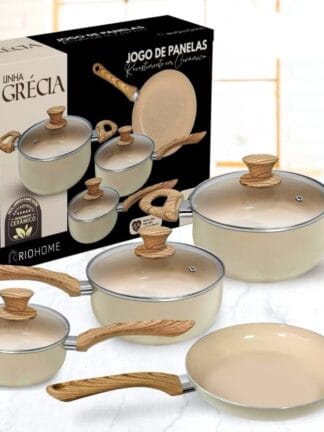 Jogo de Panelas Kit 4 Pçs Antiaderente Cerâmica Tampa
Vidro Teflon Frigideira Não Usa Óleo Não Gruda