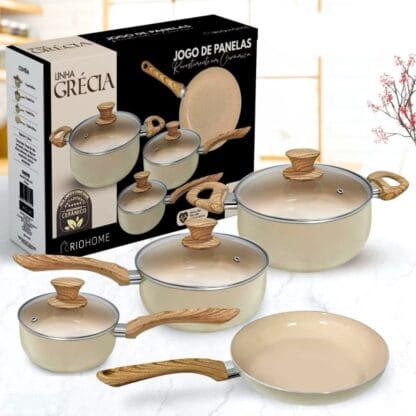 Jogo de Panelas Kit 4 Pçs Antiaderente Cerâmica Tampa
Vidro Teflon Frigideira Não Usa Óleo Não Gruda