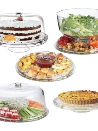 Boleira Petisqueira 5x1 Elegance Cristal Tijela Multiuso Cozinha Gourmet