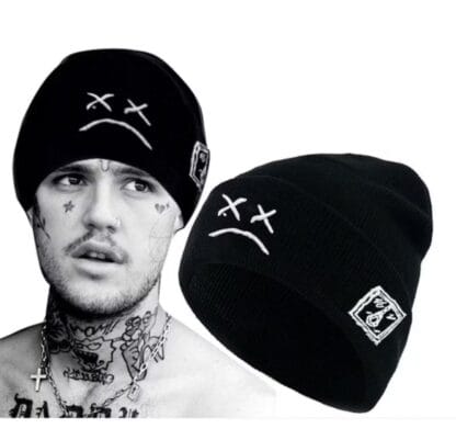 Bordado Cap Gorro Rosto Sad Boy Malha Chapéu Para O Inverno Dos Homens E Mulheres Hip Hop Gorros