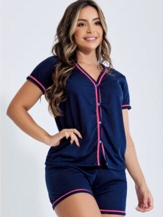 Promoção Pijama Curto Em Malha Blogueirinha Short e Blusa Amamentação