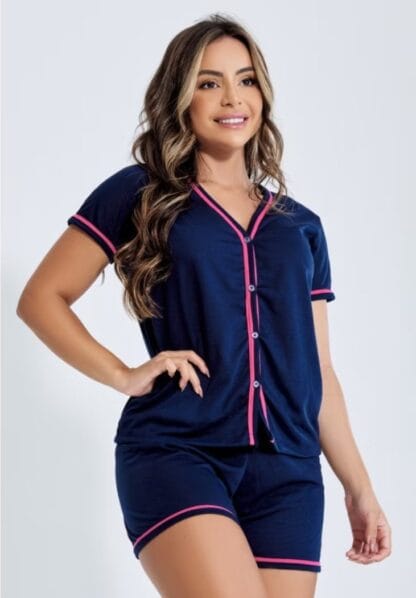 Promoção Pijama Curto Em Malha Blogueirinha Short e Blusa Amamentação