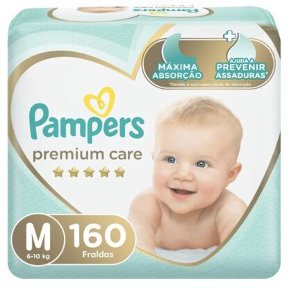 Fralda Pampers Premium Care M - 160 fraldas