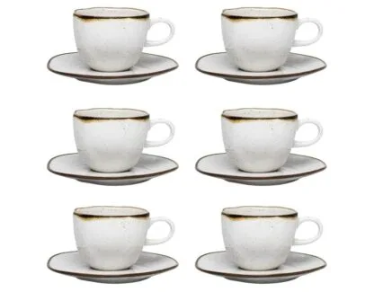 Conjunto De 6 Xícaras Grandes 220 Ml Com Pires Ryo Maresia - Oxford