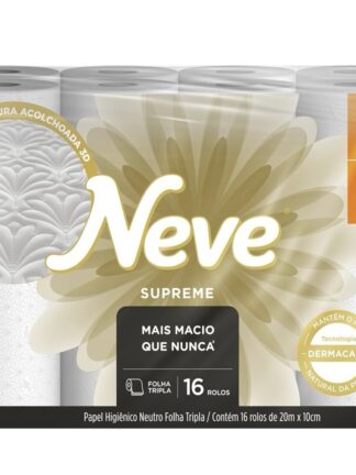Neve Papel Higiênico Supreme Folha Tripla, 20m, Leve 16 Pague 15 Rolos